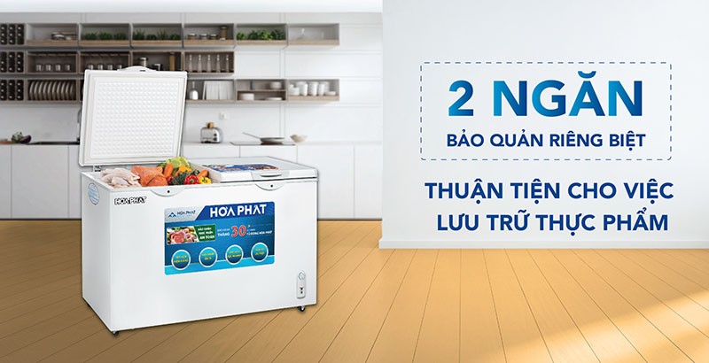 Tủ đông Hòa Phát 2 ngăn 2 chế độ giúp bảo quản thực phẩm thuận tiện, an toàn hơn