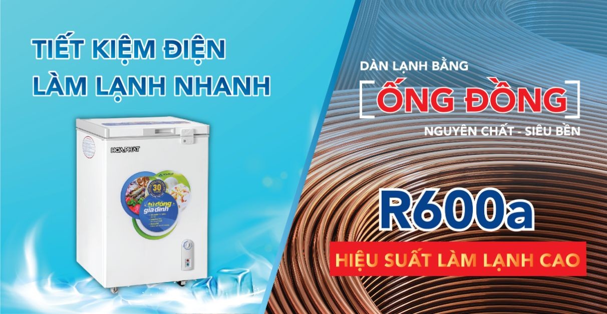 Tủ đông Hòa Phát cấu tạo dàn đồng nguyên chất tăng hiệu suất làm lạnh và bền bỉ với thời gian