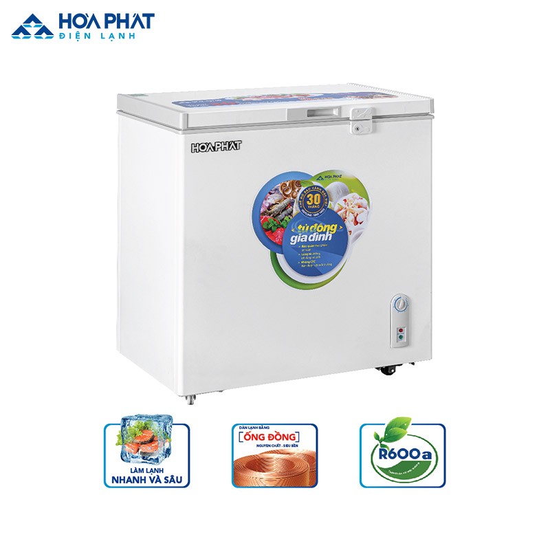 Tủ đông gia đình Hòa Phát 1 ngăn 1 cánh phù hợp với gia đình 3-4 thành viên