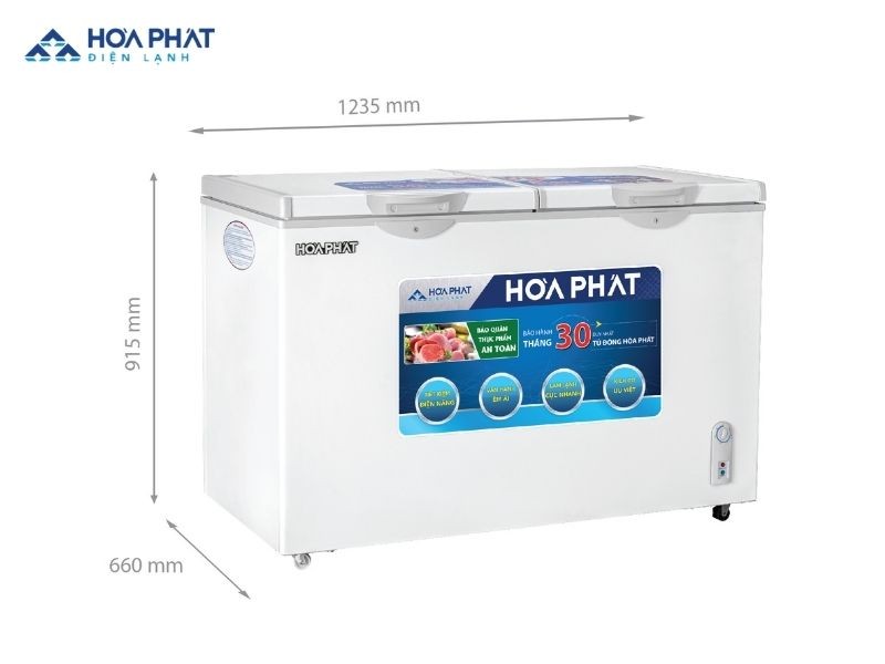 Tủ đông Hòa Phát Inverter 2 ngăn 2 cánh HCFI 656S2Đ2 với kính cường lực chịu lực cơ học và giữ nhiệt tốt, chống trầy xước, đảm bảo thẩm mỹ