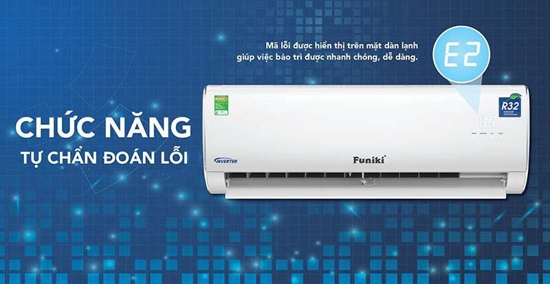 Tất cả điều hòa Funiki đều có chức năng tự chuẩn đoán lỗi giúp người dùng dễ dàng phát hiện lỗi để sửa chữa