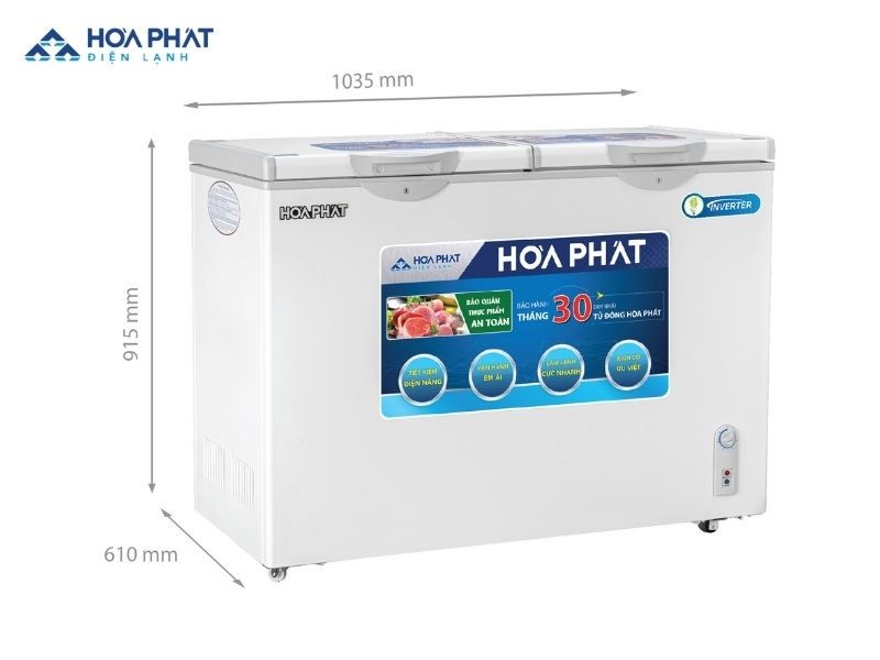 Tủ đông Hòa Phát Inverter 2 ngăn 2 cánh HCFI 506S2Đ2 được áp dùng nhiều công nghệ tiên tiến trong sản xuất