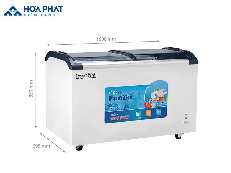 Kích thước tủ đông mặt kính Funiki - HCF 800 S1PĐG.N