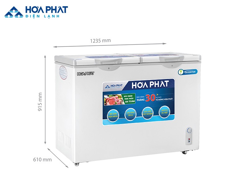 Kích thước tủ đông Hòa Phát HCF 606S2Đ2