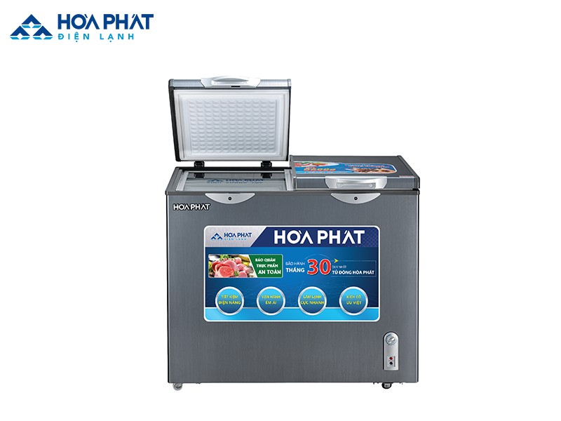 Tủ đông Hòa Phát 2 ngăn HCF 506S2Đ2SH với màu đen xám