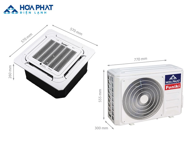 Điều hòa âm trần Funiki CC 18MMC kiểu dáng nhỏ gọn, tiết kiệm không gian phòng, phù hợp với không gian phòng nhỏ