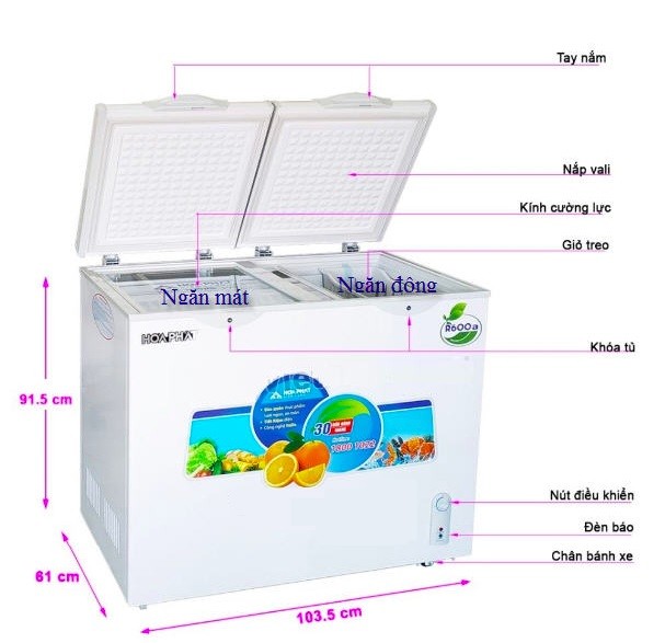 Tủ đông mini chính hãng Hòa Phát có dung tích 250L phù hợp với nhu cầu sử dụng của gia đình từ 3 đến 4 người