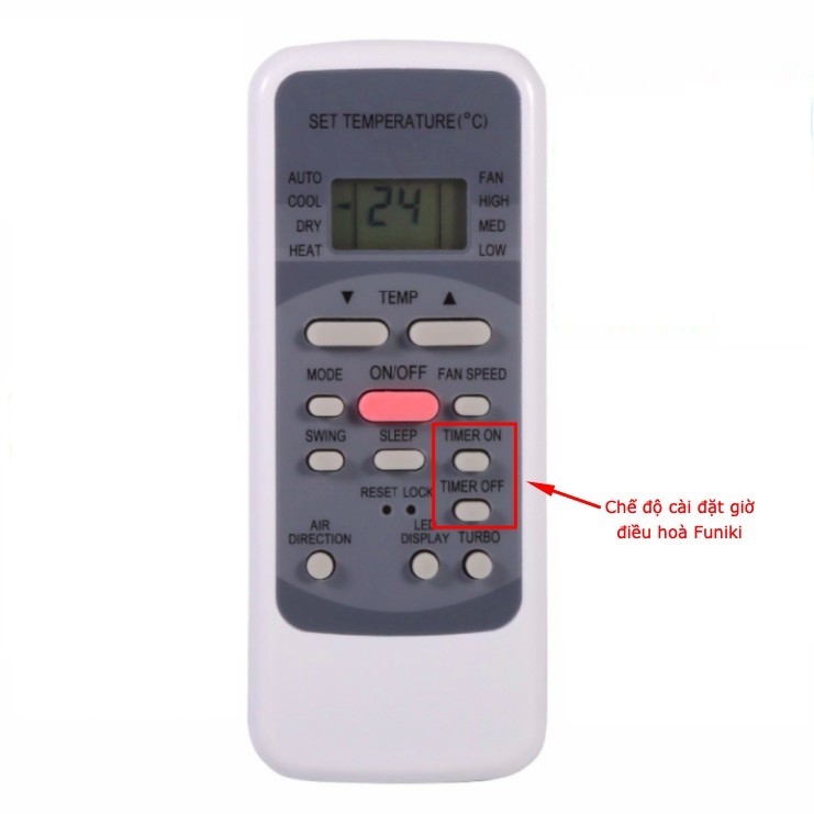 Chế độ hẹn giờ trên điều khiển điều hoà Funiki