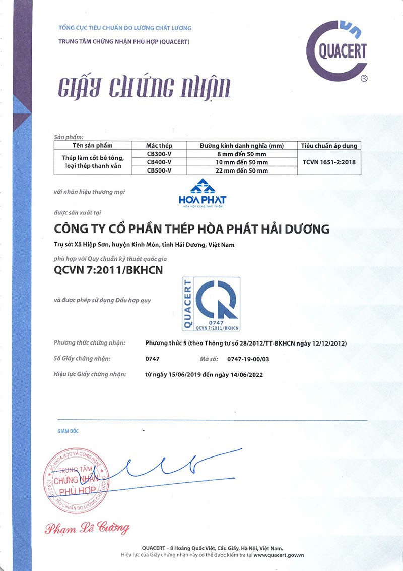 chứng chỉ chất lượng thép hòa phát 3