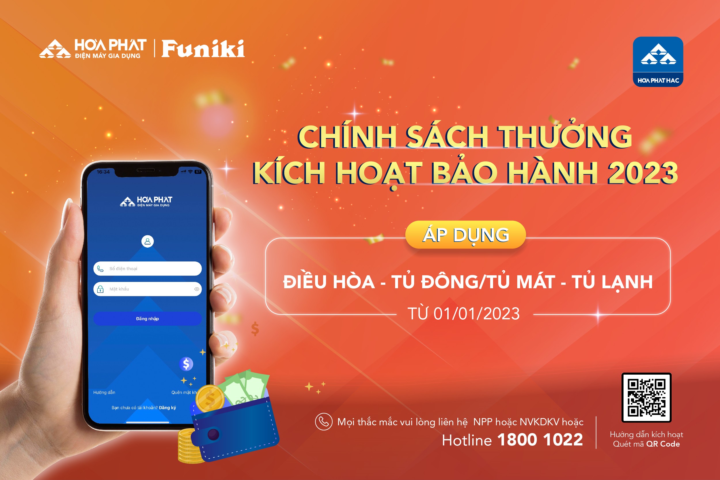CHÍNH SÁCH THƯỞNG KÍCH HOẠT BẢO HÀNH 2023 Hòa Phát – Funiki