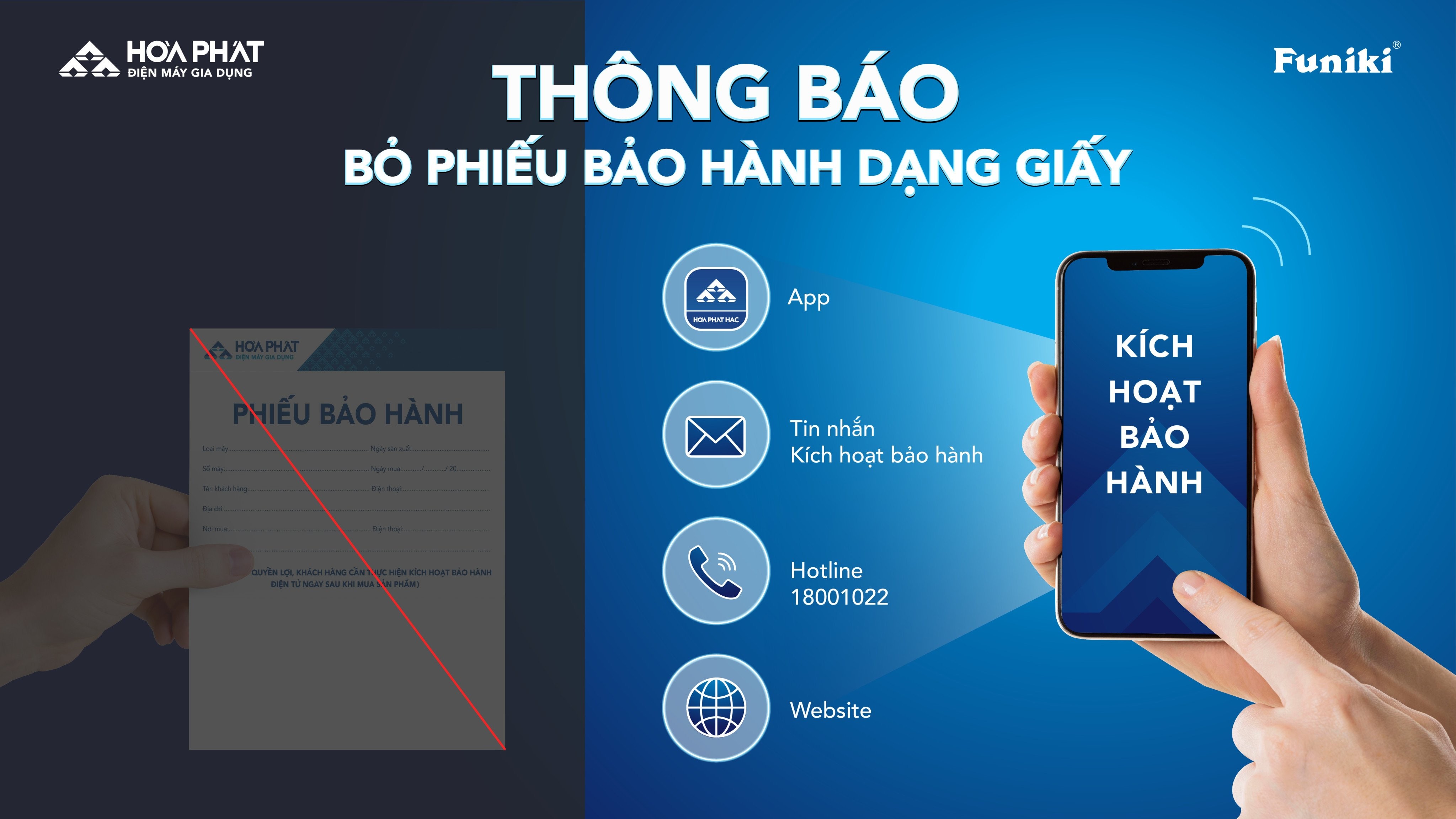 THÔNG BÁO: BỎ PHIẾU BẢO HÀNH DẠNG GIẤY VỚI CÁC SẢN PHẨM HÒA PHÁT – FUNIKI