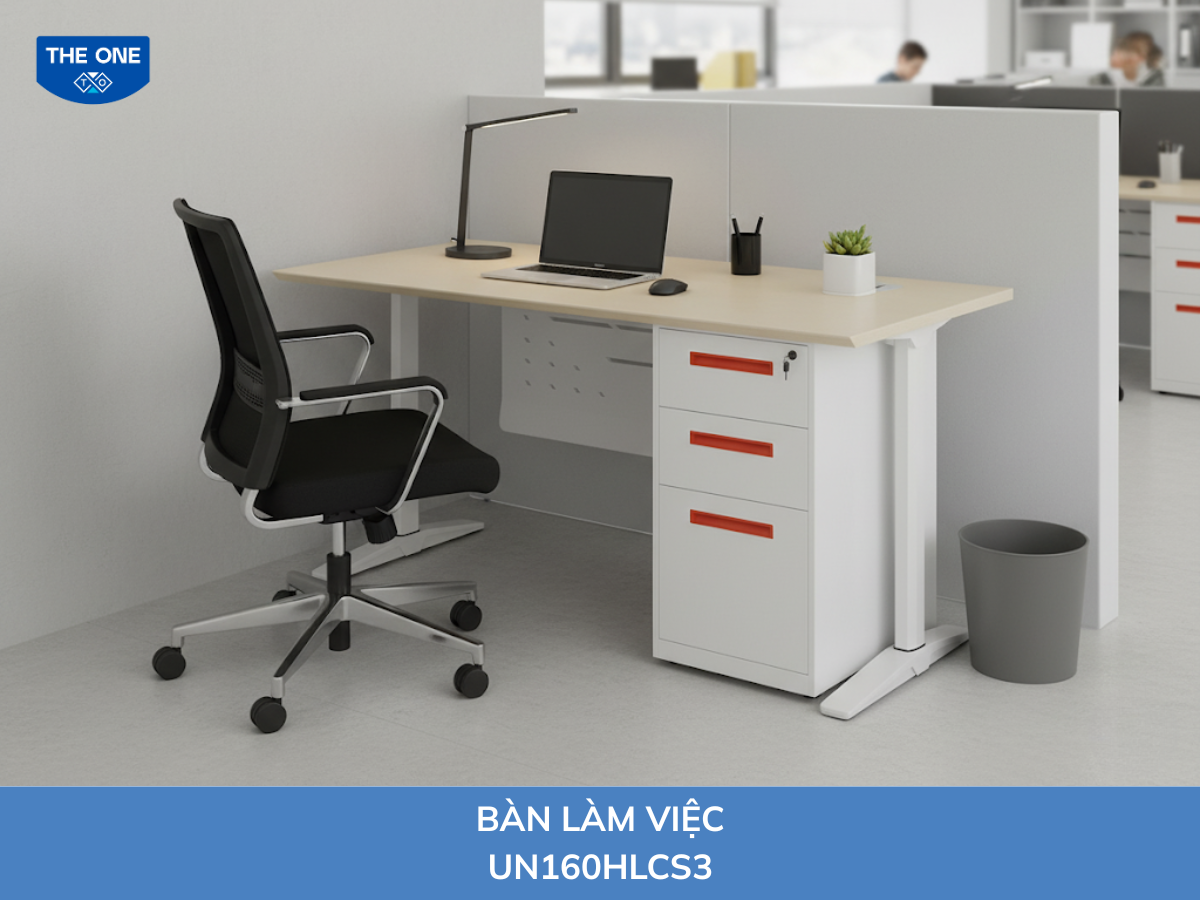 Bàn có hộc kích thước: Rộng 1600 x Sâu 700 x Cao 750mm - Màu M1/M2/M12 (kem nhạt, vàng nhạt, xám nâu).