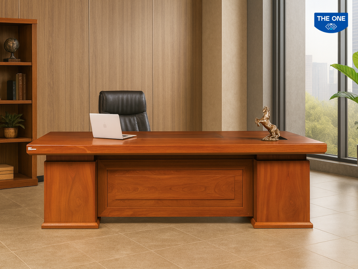 Bàn giám đốc DT2411V17/VM17 - W2400 x D1100 x H760mm, màu N1/N2/N3/N4/N6 (vàng gỗ, đỏ đậm, vàng cam gỗ, nâu cánh gián, nâu hạt dẻ).