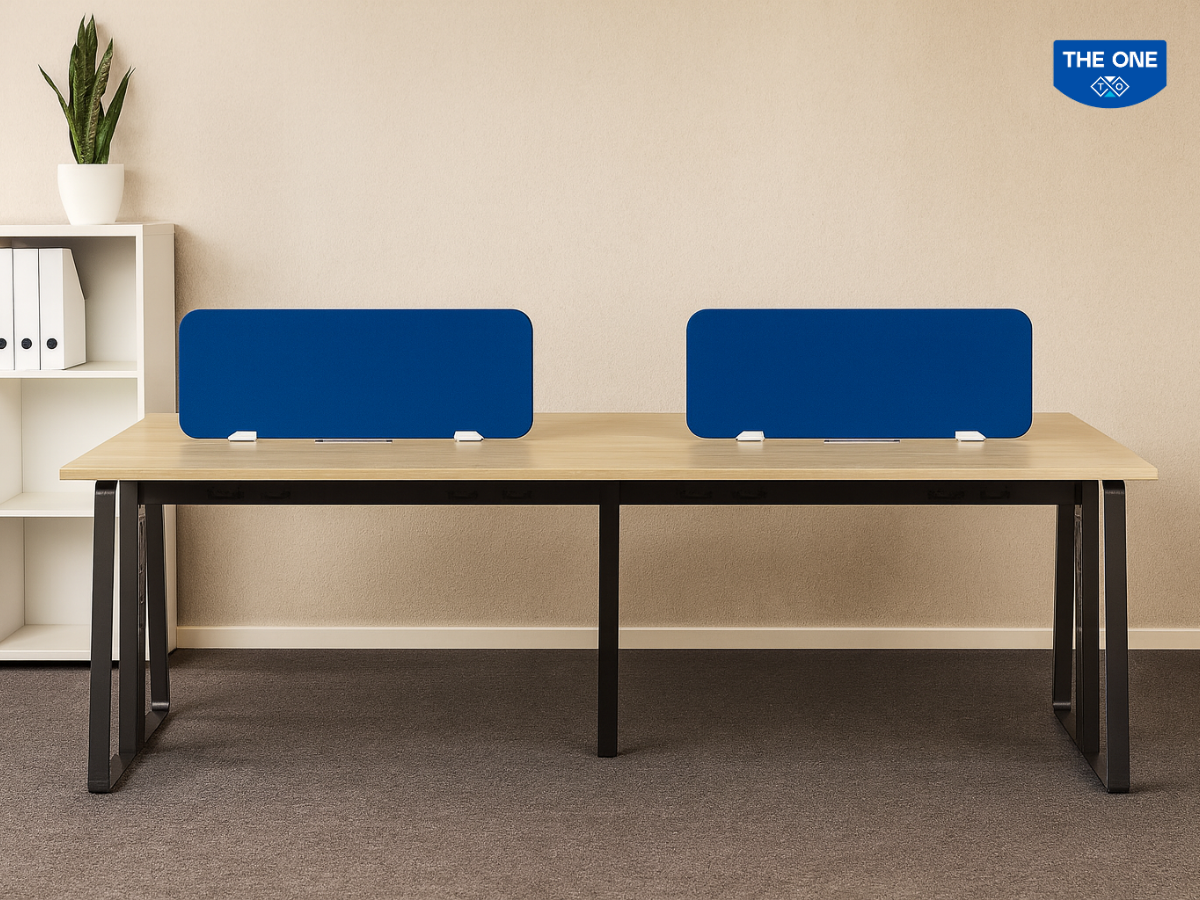 Bàn làm việc HRMD02C14 - W2400 x D1200 x H750mm, màu be, đen nhám. 