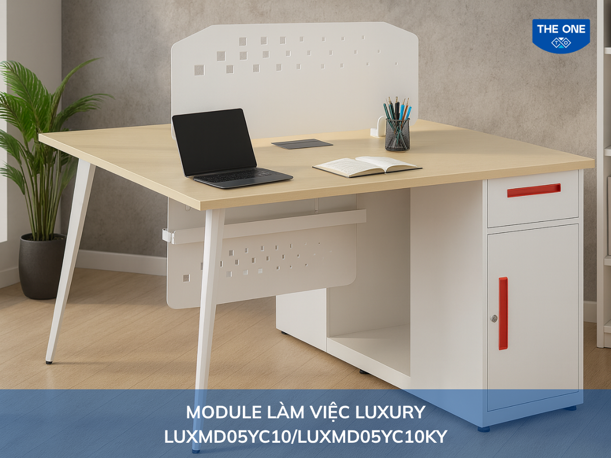 Bàn LUXMD05YC10 / LUXMD05YC10KY - W1200 x D1200 x H750-1070mm, màu trắng, be.