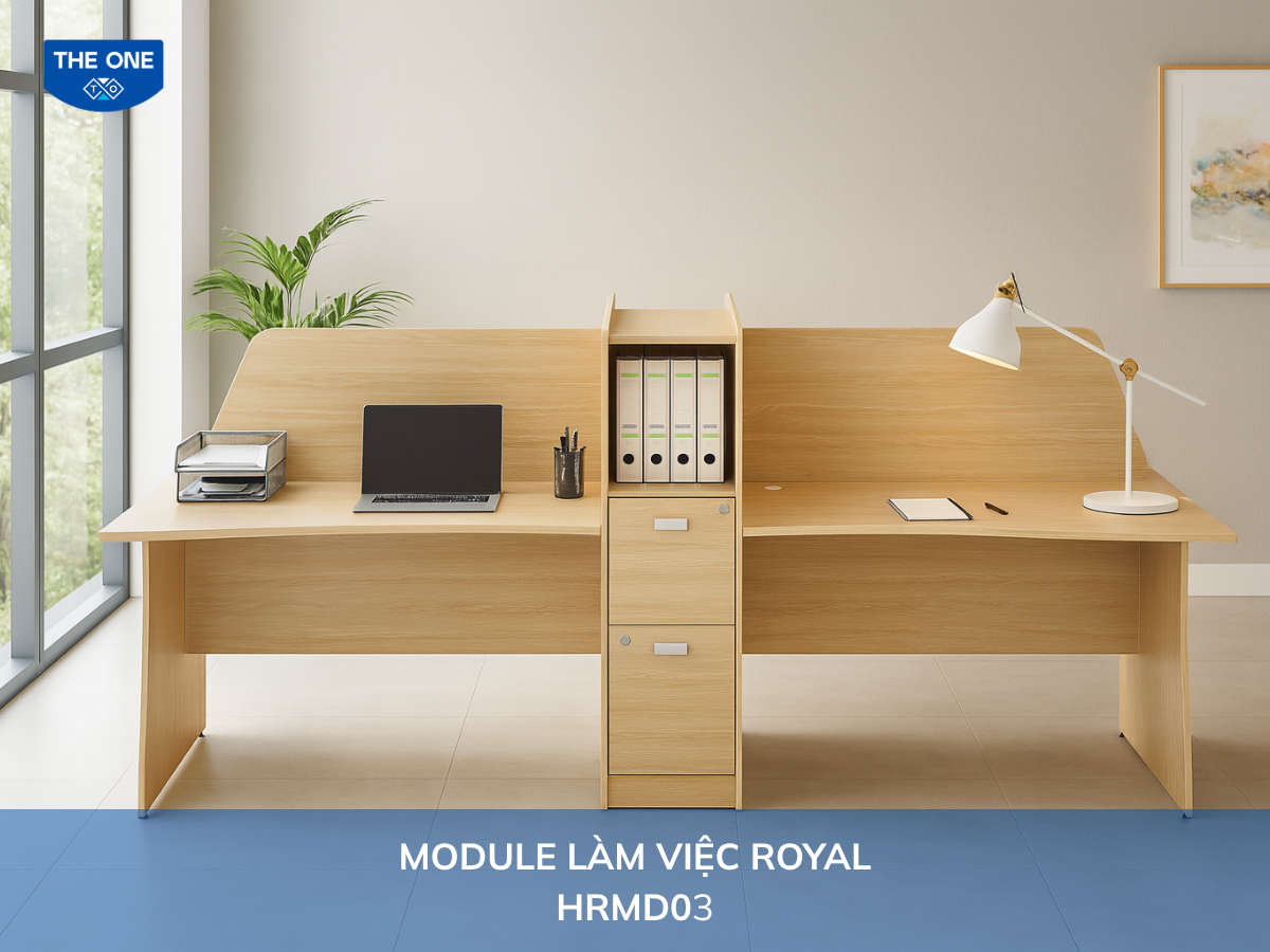 Bàn văn phòng HRMD03 - W2800 x D1200 x H1150mm, màu M1/M2/M12 (vàng nhạt, nâu nhạt, xám nâu).