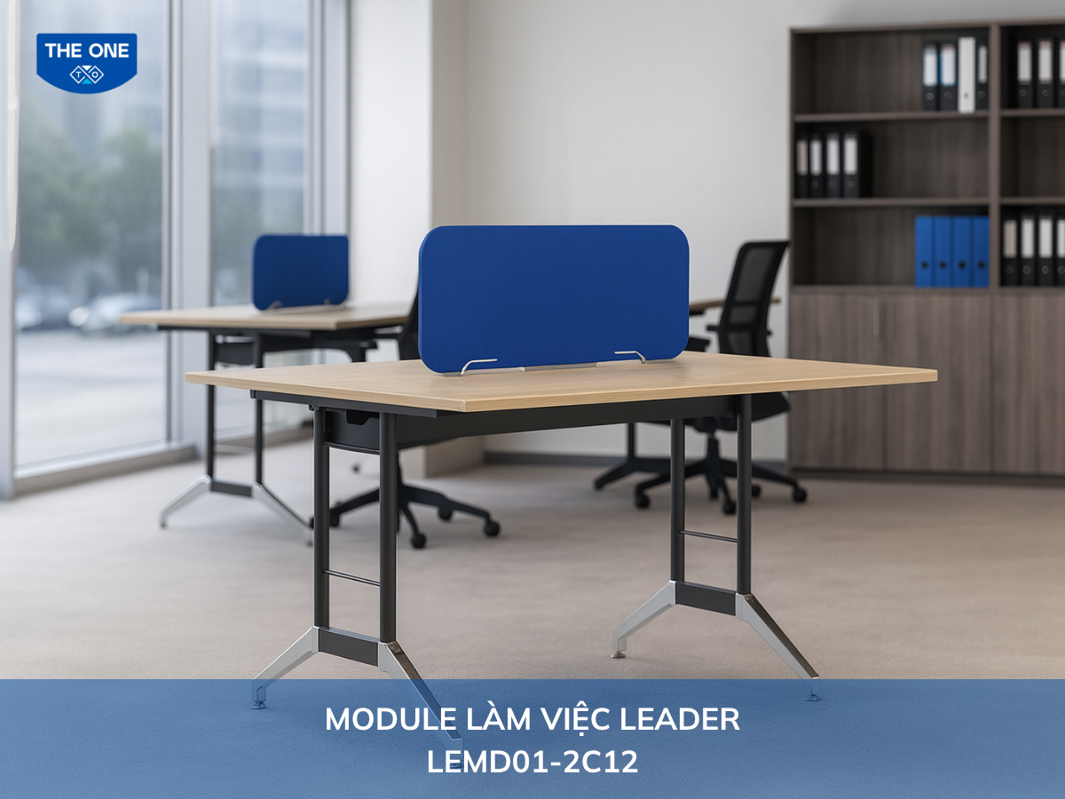 Bàn văn phòng LEMD01-2C12 - W1200 x D1200 x H750-1055mm, màu vàng nhạt, nâu vàng.