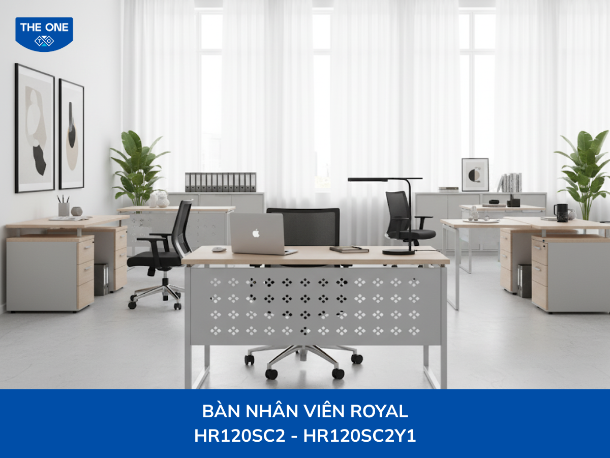 Bàn làm việc W1200 x D600 x H750mm, màu M1/M2/M12 (vàng nhạt, nâu nhạt, xám nhạt).