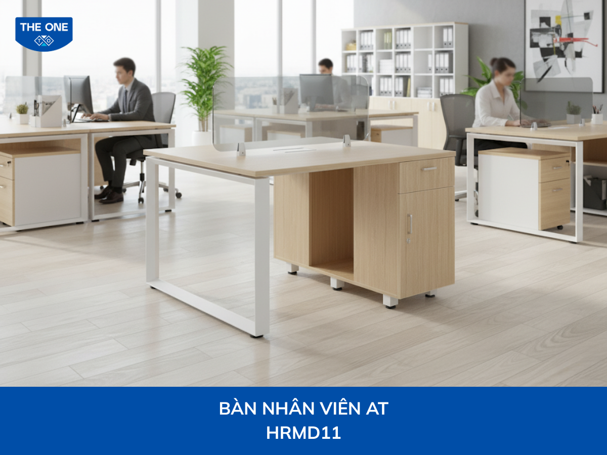 Bàn làm việc 2 chỗ W1200 x D600 x H750mm, màu vân gỗ sáng.