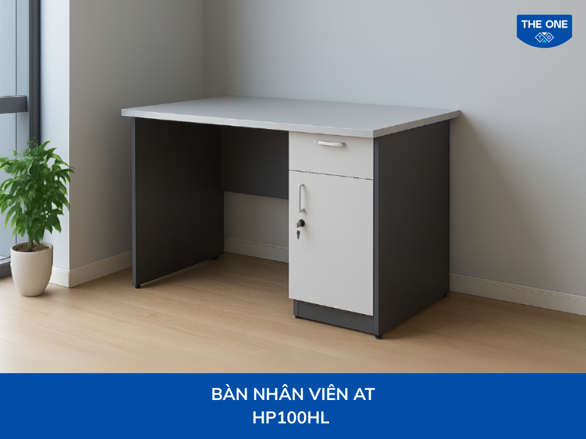 Bàn nhân viên W1000 x D600 x H750mm, màu xám kết hợp trắng.