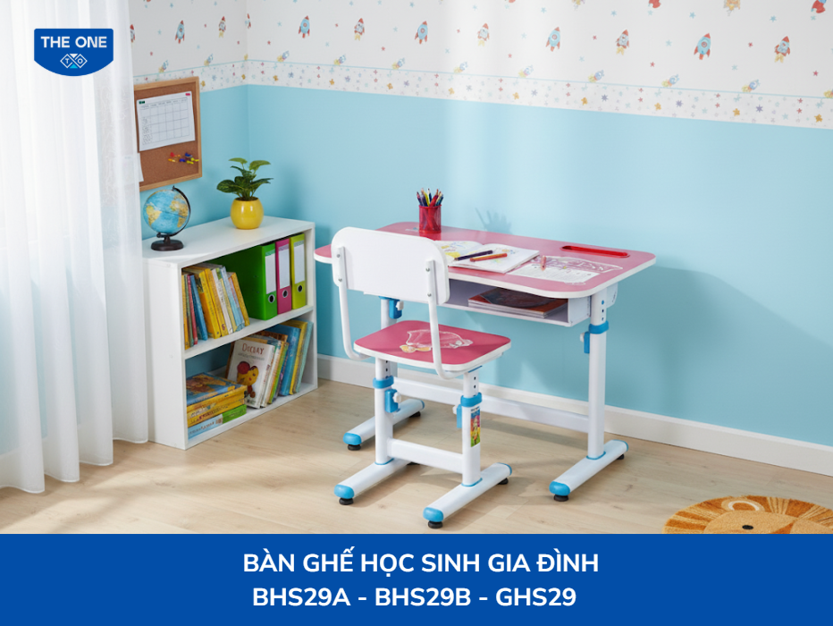 Bộ bàn ghế học sinh có thể nâng hạ được, giúp bé ngồi học thoải mái