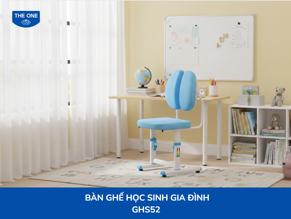 Ghế học sinh được thiết kế theo chuẩn công thái học, giúp bé ngồi học đúng tư thế, bảo vệ cột sống