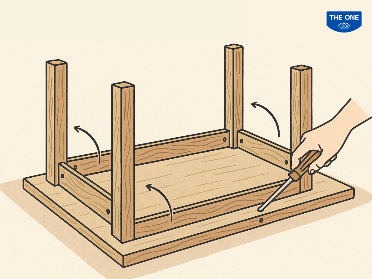 Lắp khung bàn là bước đầu tiên đối với hầu hết mọi thiết kế bàn học sinh