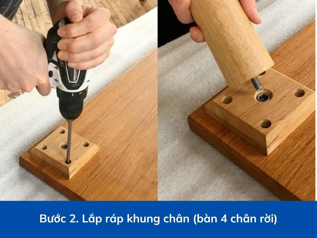 Lắp chân bàn rời có sẵn ốc