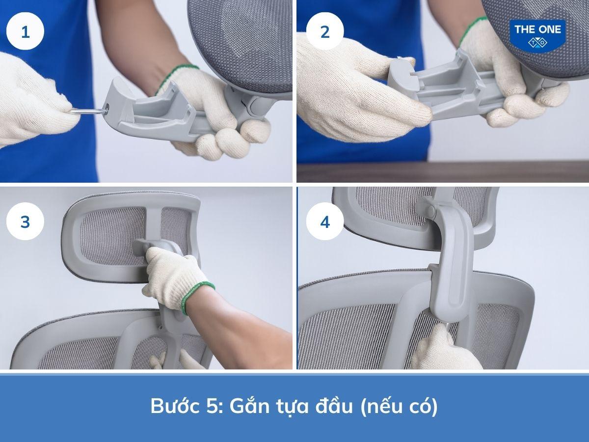 Các bước gắn tựa đầu vào thân ghế