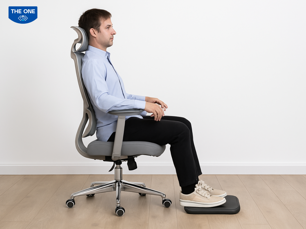 Dùng gác chân để bù chiều cao khi chân không chạm sàn.