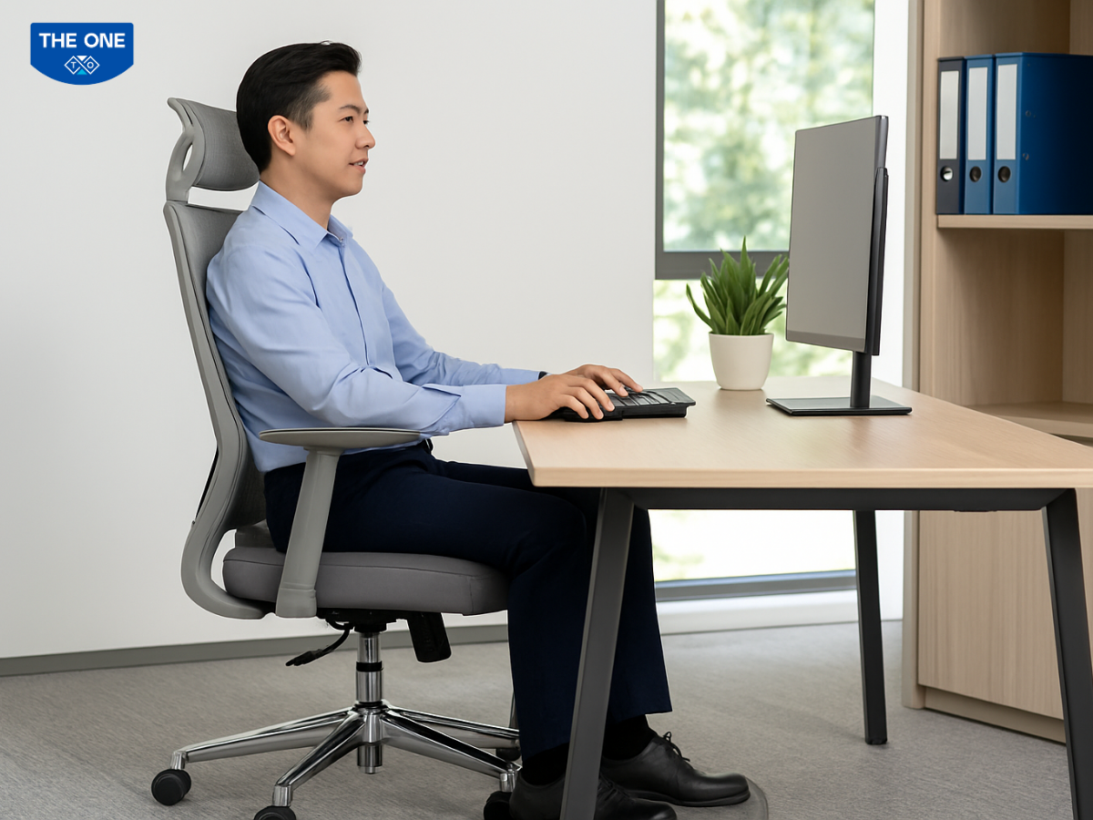 Ngồi đúng tư thế giúp cơ thể giảm mệt mỏi, tăng hiệu suất công việc.