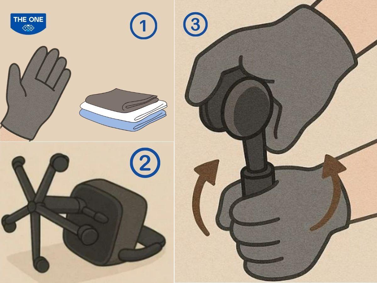 Dùng tay kéo để tháo bánh xe trục cắm trơn