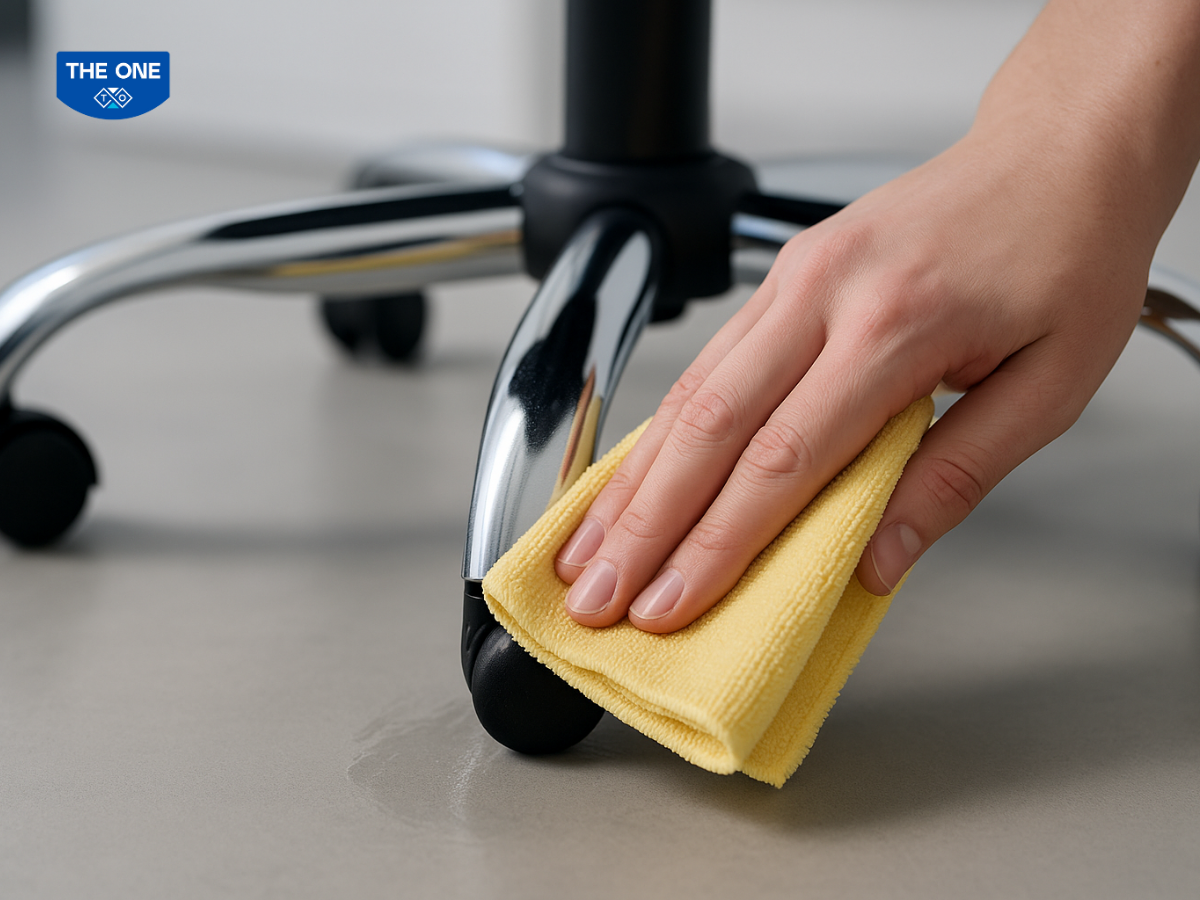 Dùng khăn ẩm để lau các bộ phận bằng kim loại mạ chrome