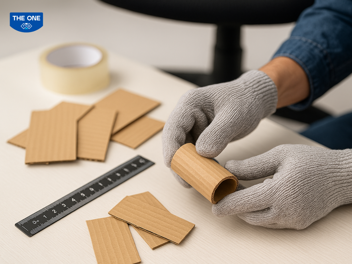 Cắt bìa thành dải, cuộn thành ống lót