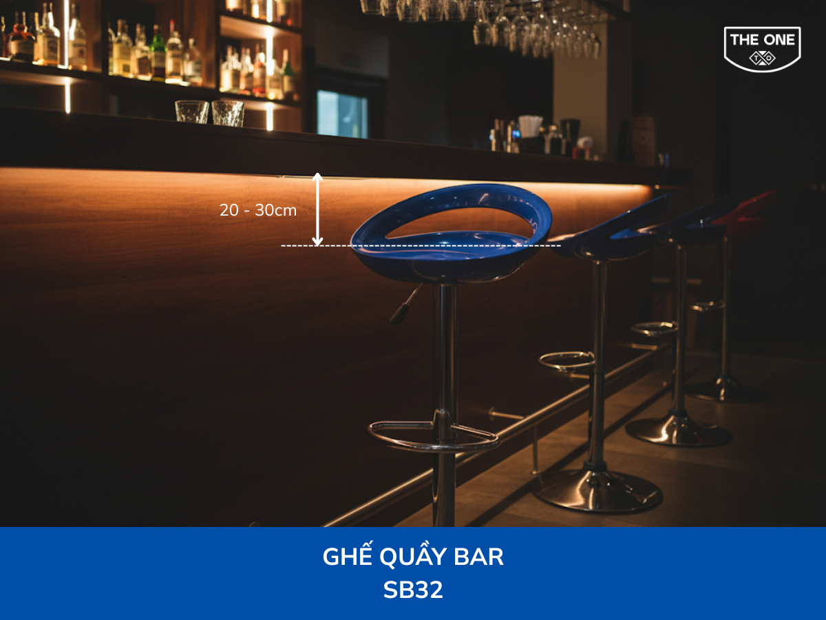 Chiều cao của ghế thấp nên hơn mép bàn từ 20 - 30cm để tạo tư thế ngồi thoải mái nhất.