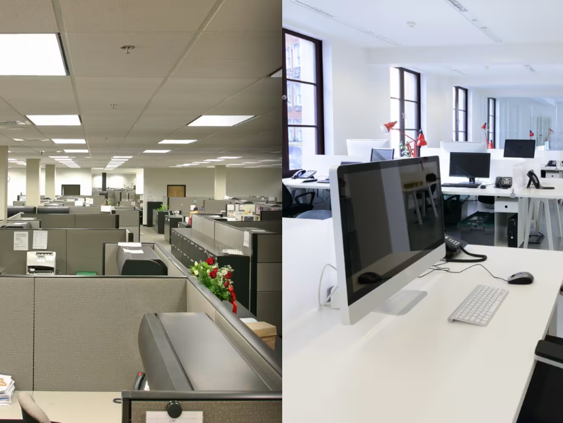 Cả văn phòng đóng và mở đều nhằm mục đích tạo ra một môi trường làm việc hiệu quả.