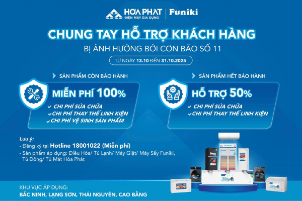 ĐIỆN LẠNH HÒA PHÁT CHUNG TAY CÙNG NGƯỜI DÂN MIỀN BẮC PHỤC HỒI SAU BÃO