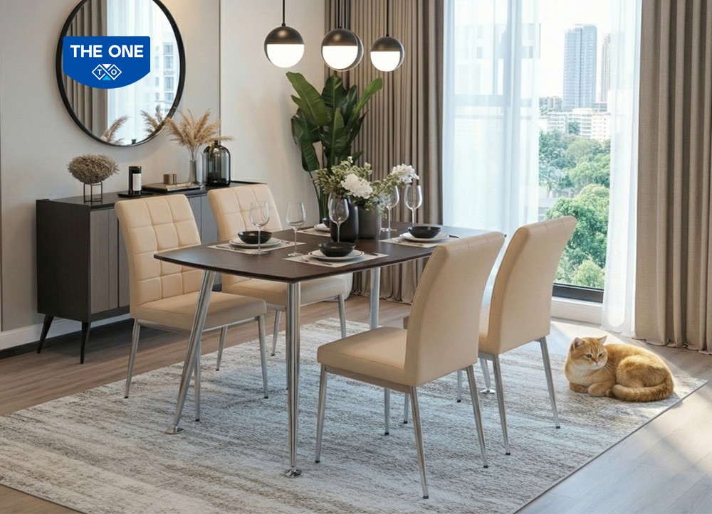 BÀN GHẾ ĂN KHUNG THÉP THE ONE 
B68 - G68 Veneer