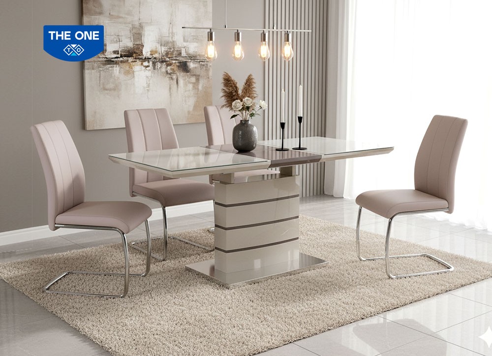 BÀN GHẾ ĂN GỖ SƠN HIGH GLOSSY THE ONE 
BA124 /GA124