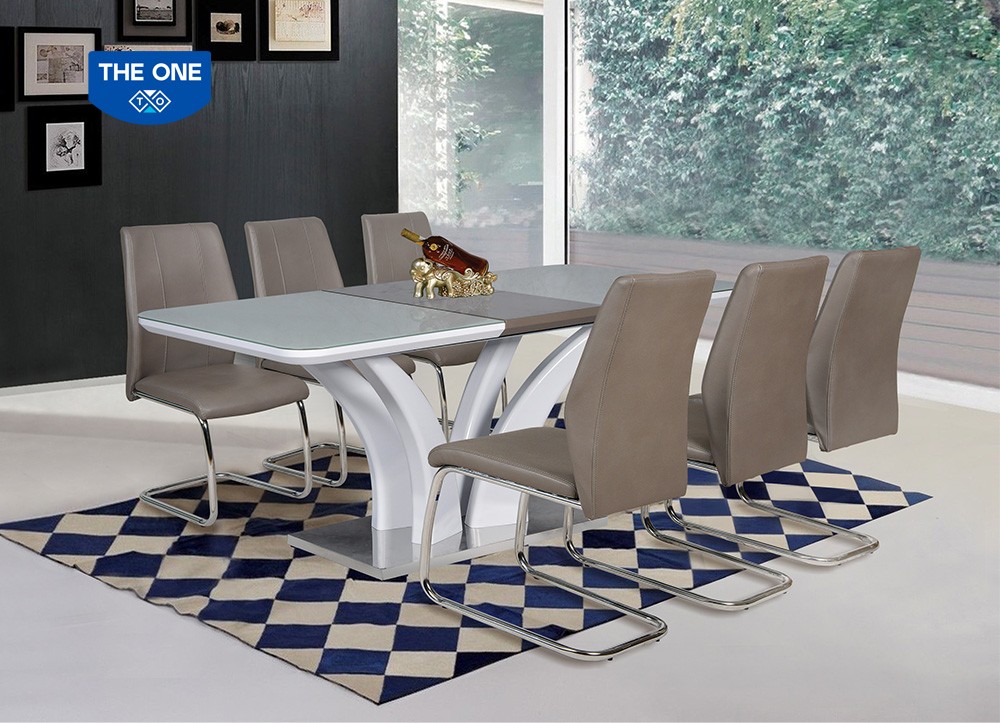 BÀN GHẾ ĂN GỖ SƠN HIGH GLOSSY THE ONE 
BA502/GA124