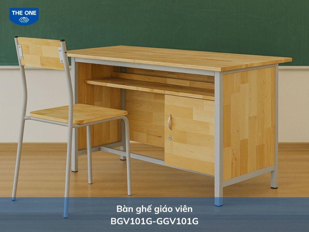 Bàn kèm tủ đựng đồ thuận tiện cho việc lưu trữ tài liệu giảng dạy