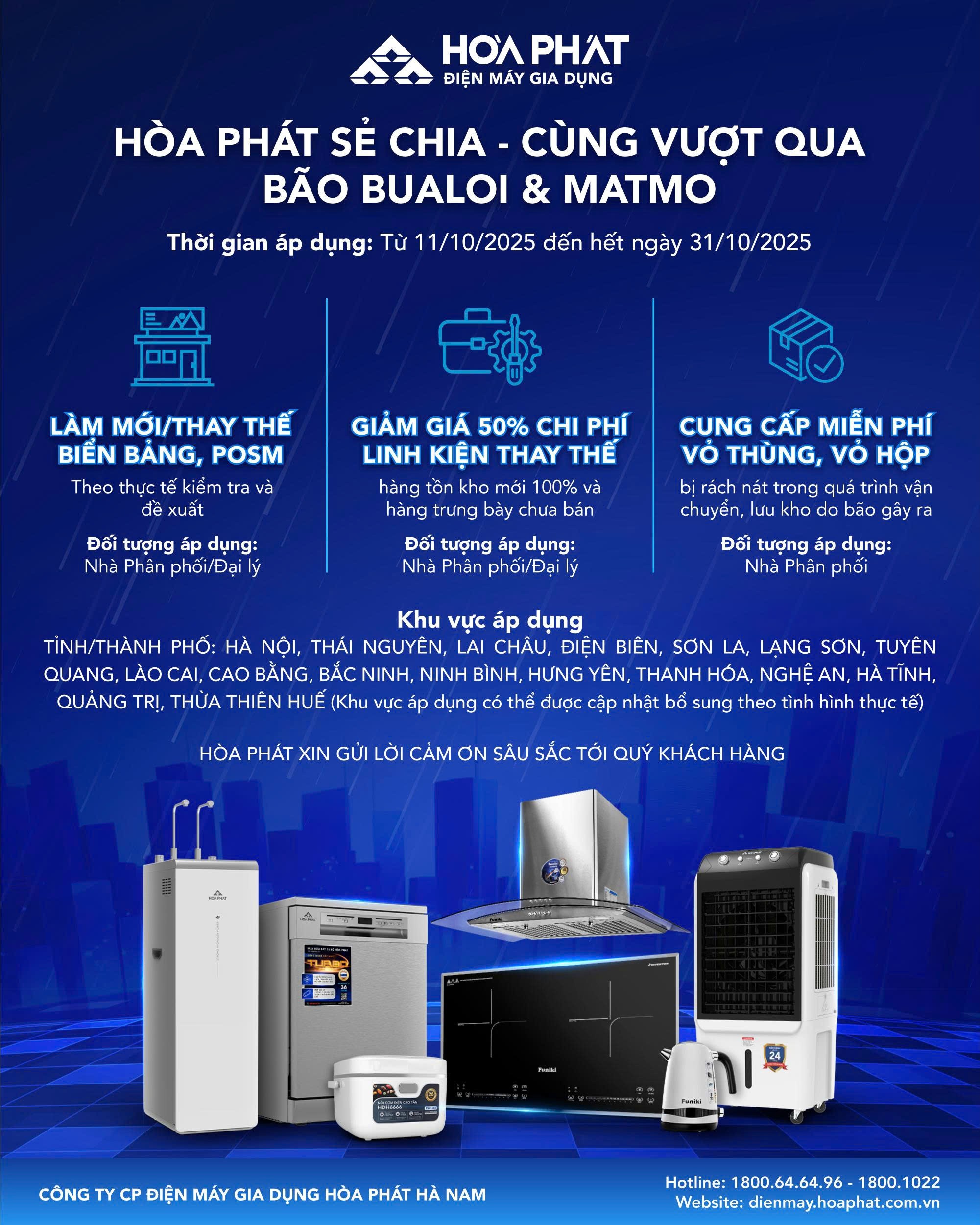 Hòa Phát sẻ chia – cùng vượt qua bão BUALOI & MATMO