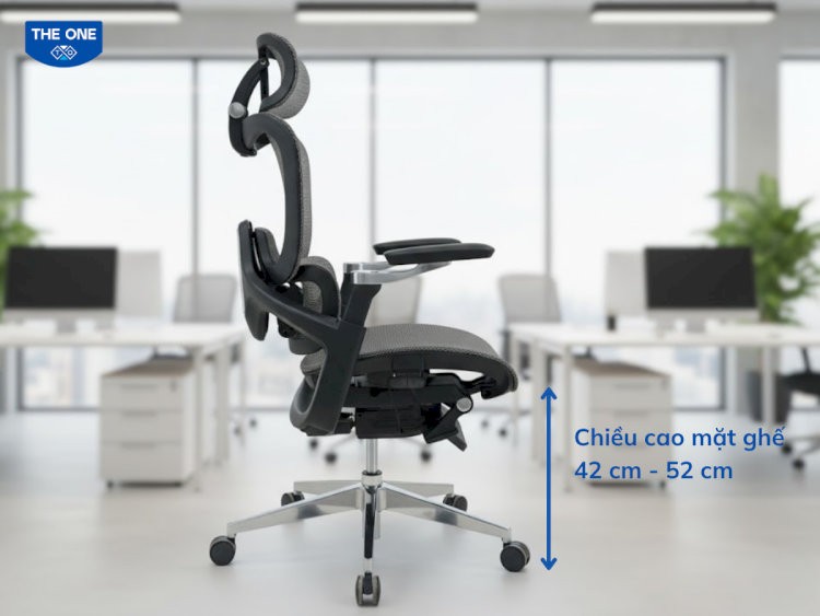 Chiều cao ghế là khoảng cách từ mặt sàn lên đến đệm ghế
