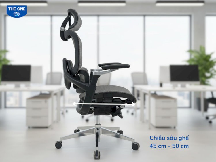 Chiều sâu đệm ghế có khả năng nâng đỡ đùi và giúp lưu thông máu ở chân