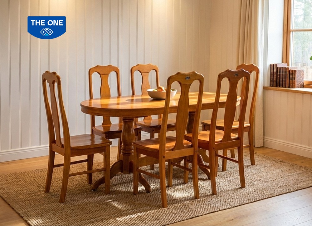 BÀN ĂN GỖ TỰ NHIÊN THE ONE 
TB06/TB06V + TGA01