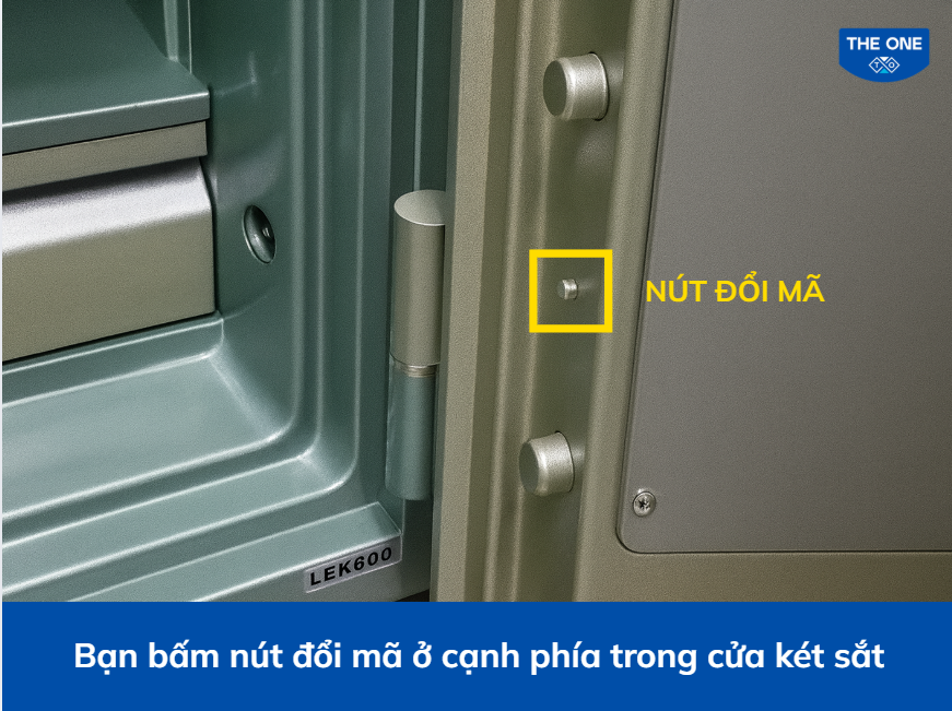 Vị trí nút đổi mã trong két sắt.