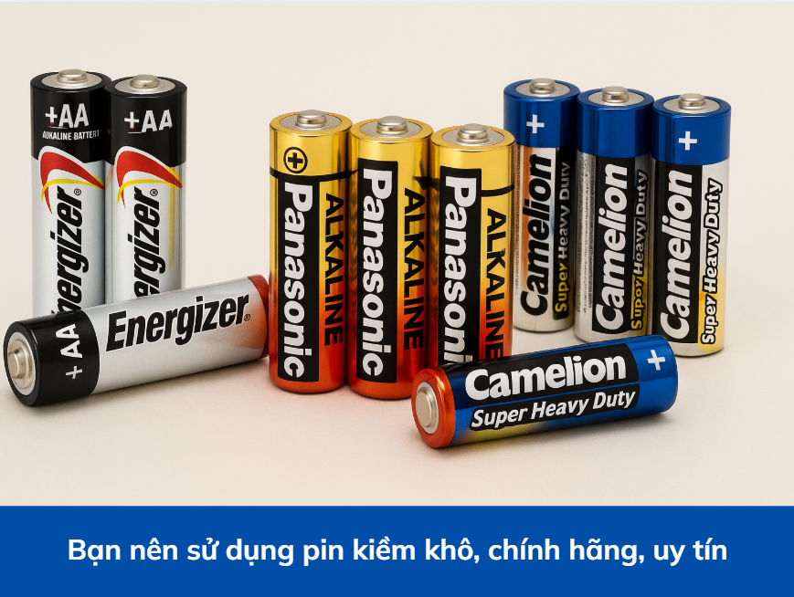 Lưu ý lựa chọn pin chất lượng trong quá trình sử dụng.