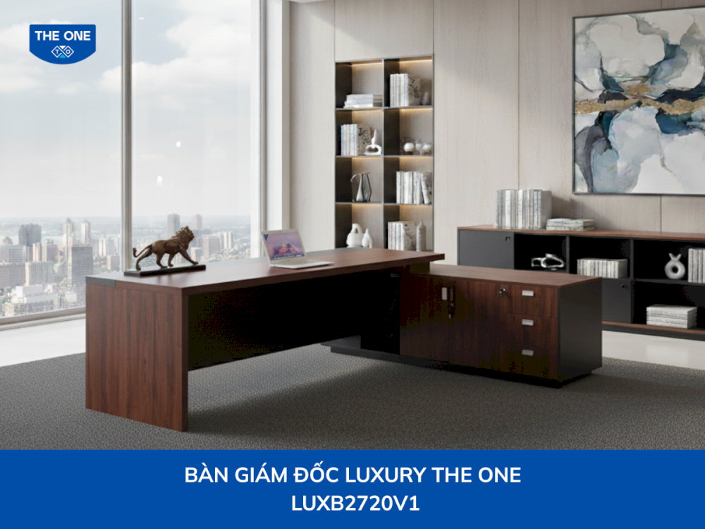 Bàn lãnh đạo cao cấp với phong cách uy nghi, khẳng định vị thế người đứng đầu.