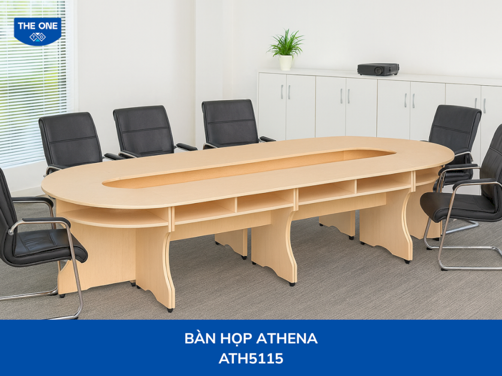 Bàn họp gỗ công nghiệp cao cấp có khả năng chống ẩm, chống trầy xước vượt trội.