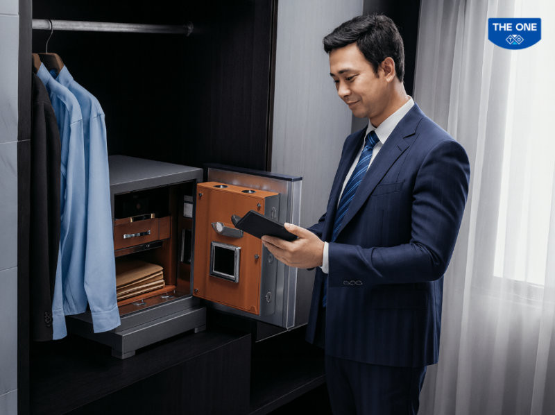 Đặt két sắt ẩn trong tủ trang trí cuối giường là giải pháp tuyệt vời để giữ bí mật tài sản mà vẫn đảm bảo thẩm mỹ cho căn phòng.